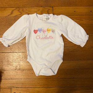 Monogrammed Hearts Baby Girl Onesie - 12-18 months